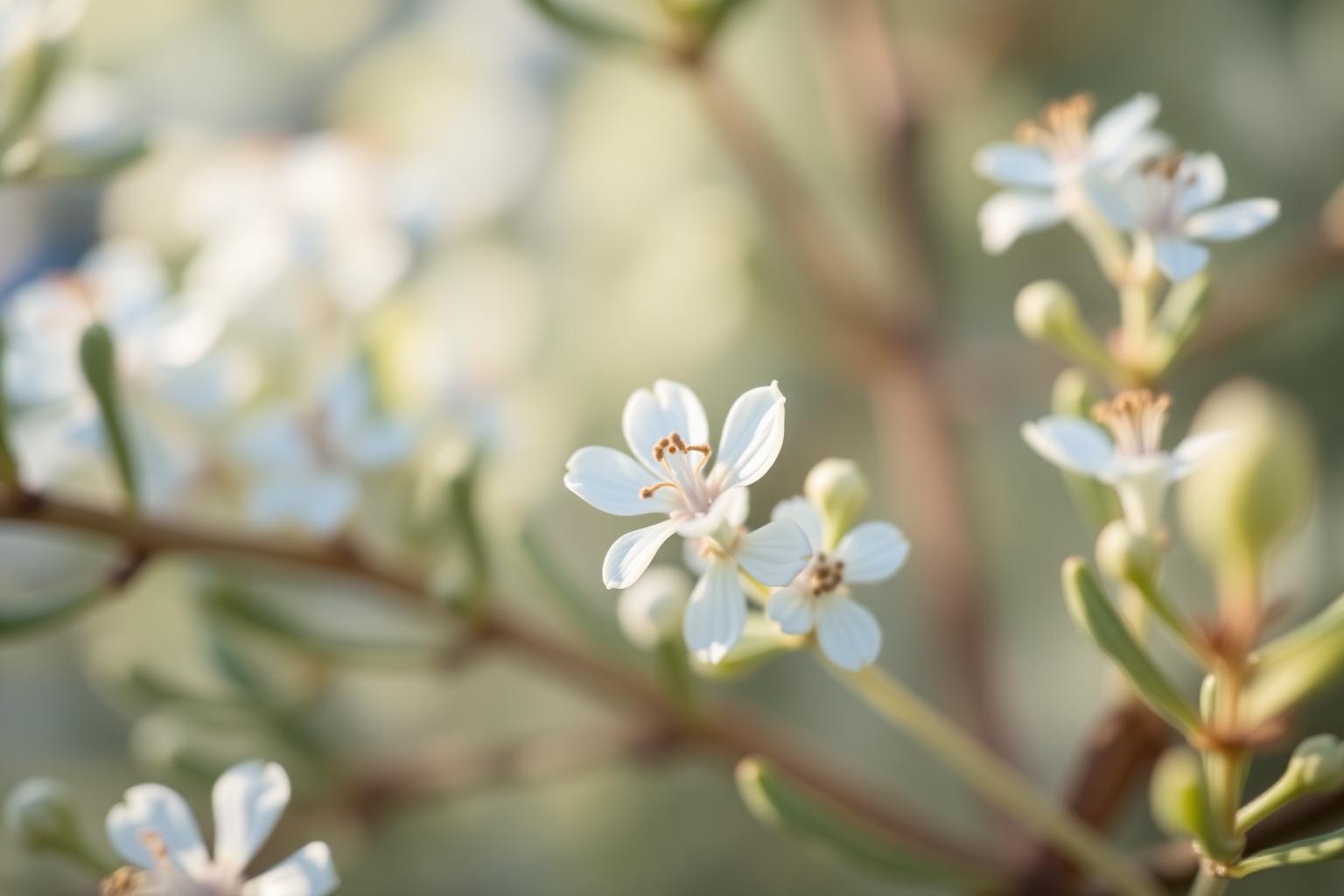 Soft Australian native florals in calming tones representing peaceful, restorative sleep
